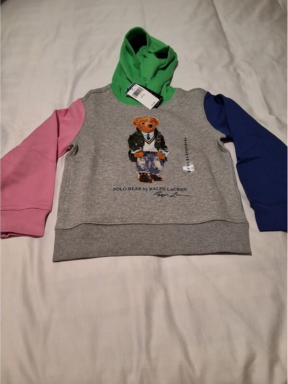 Polo Ralph Lauren Kids' Colorblock Hoodie with Polo Bear Graphic Size 8